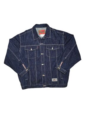 Vintage Avirex USA Contrast Stitch Dark Wash Denim Trucker Jacket